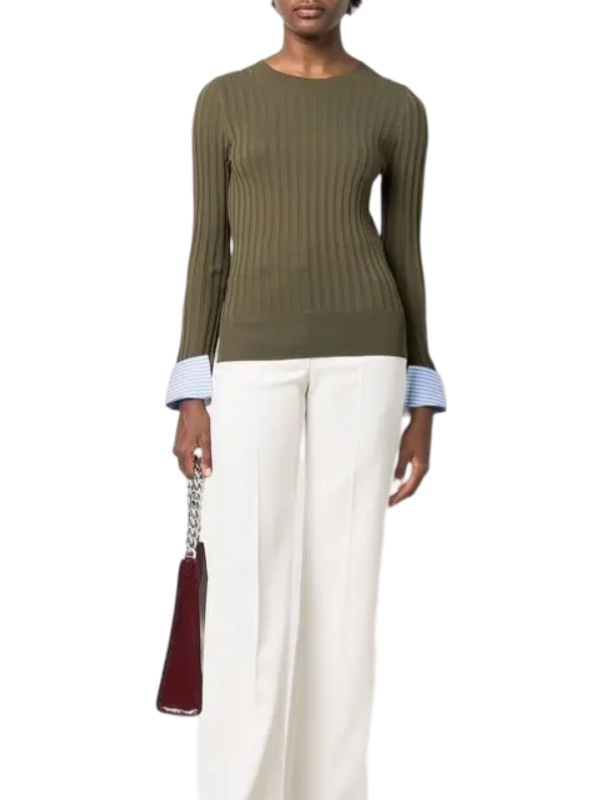 Size S | Essential Antwerp Ribbed Knit Contrast Cuff Jumper