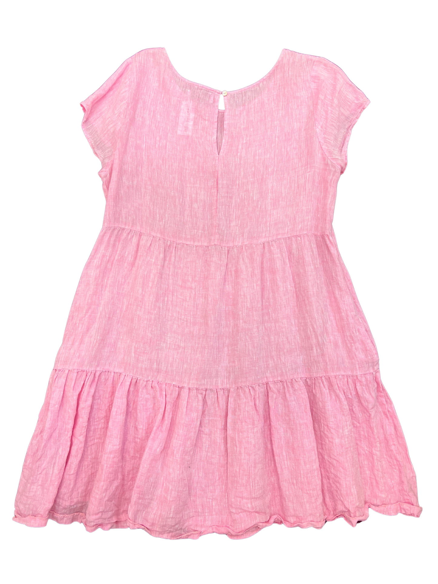 Size L - Alessandra Pink Linen Babydoll Dress