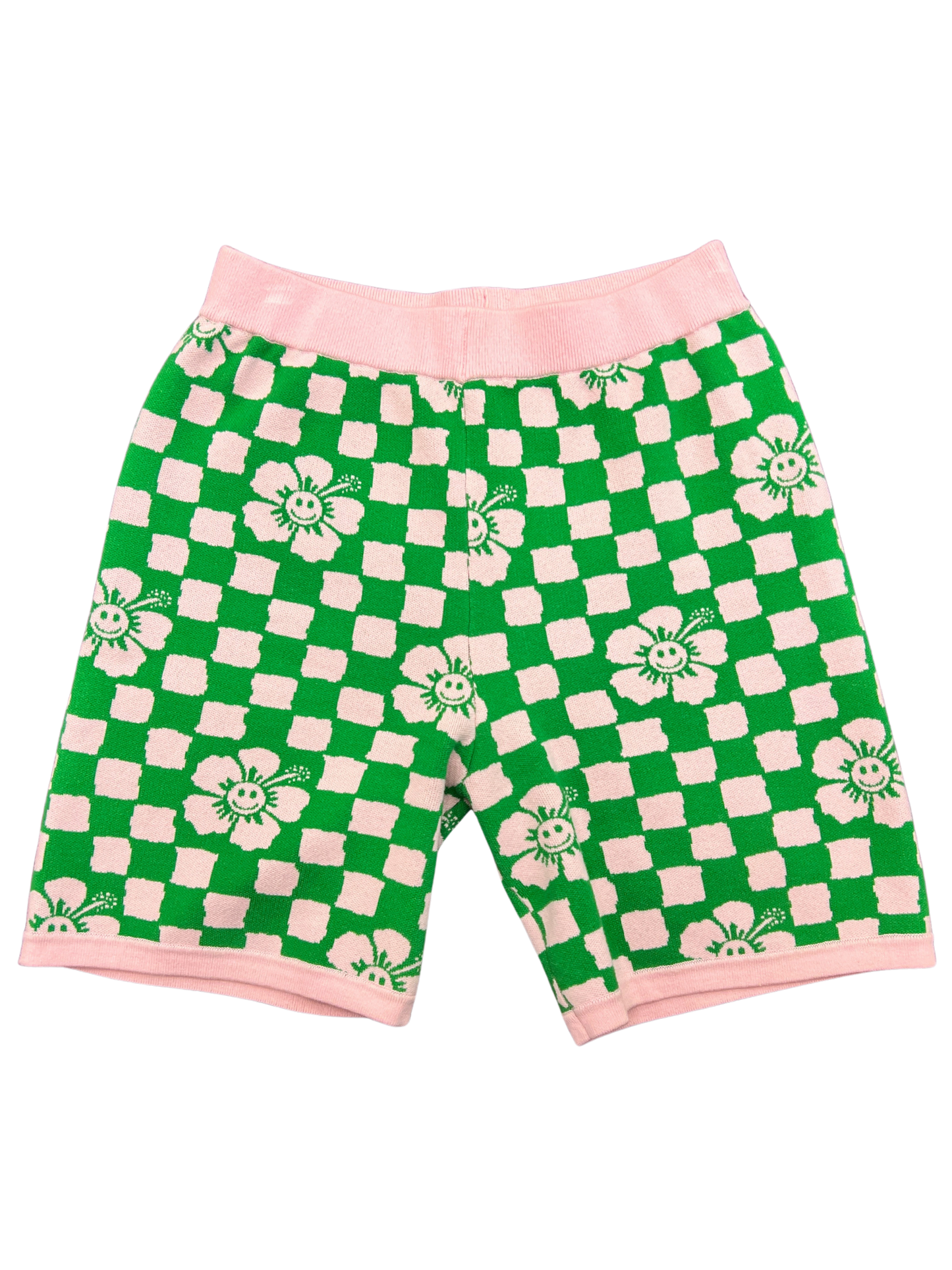 Size M - Emma Mulholland on Holiday Green and Pink Check Knit Bike Shorts