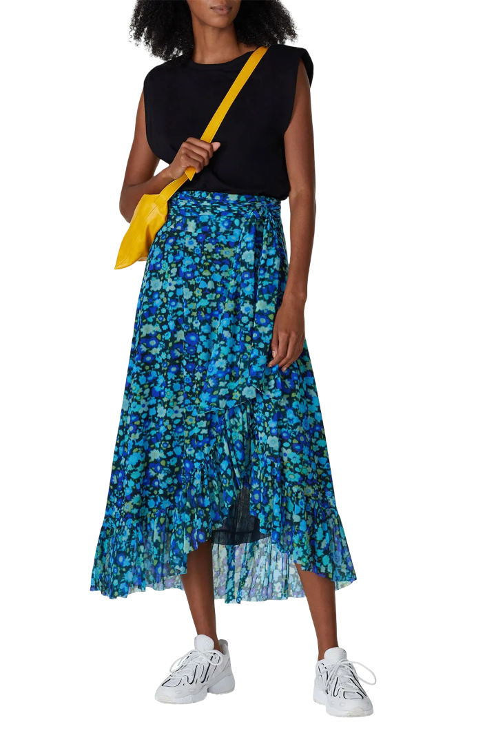 Size 38 (8) | Ganni Floral Mesh Asymmetrical Skirt