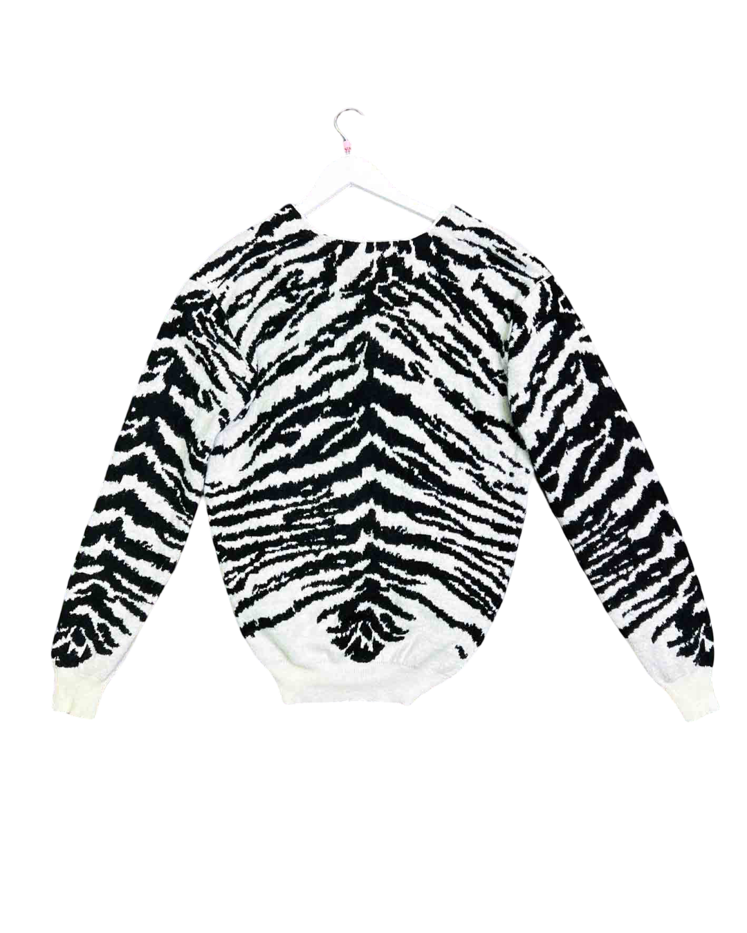 Size L | Saint Laurent Zebra Print Mohair Blend Knit Cardi