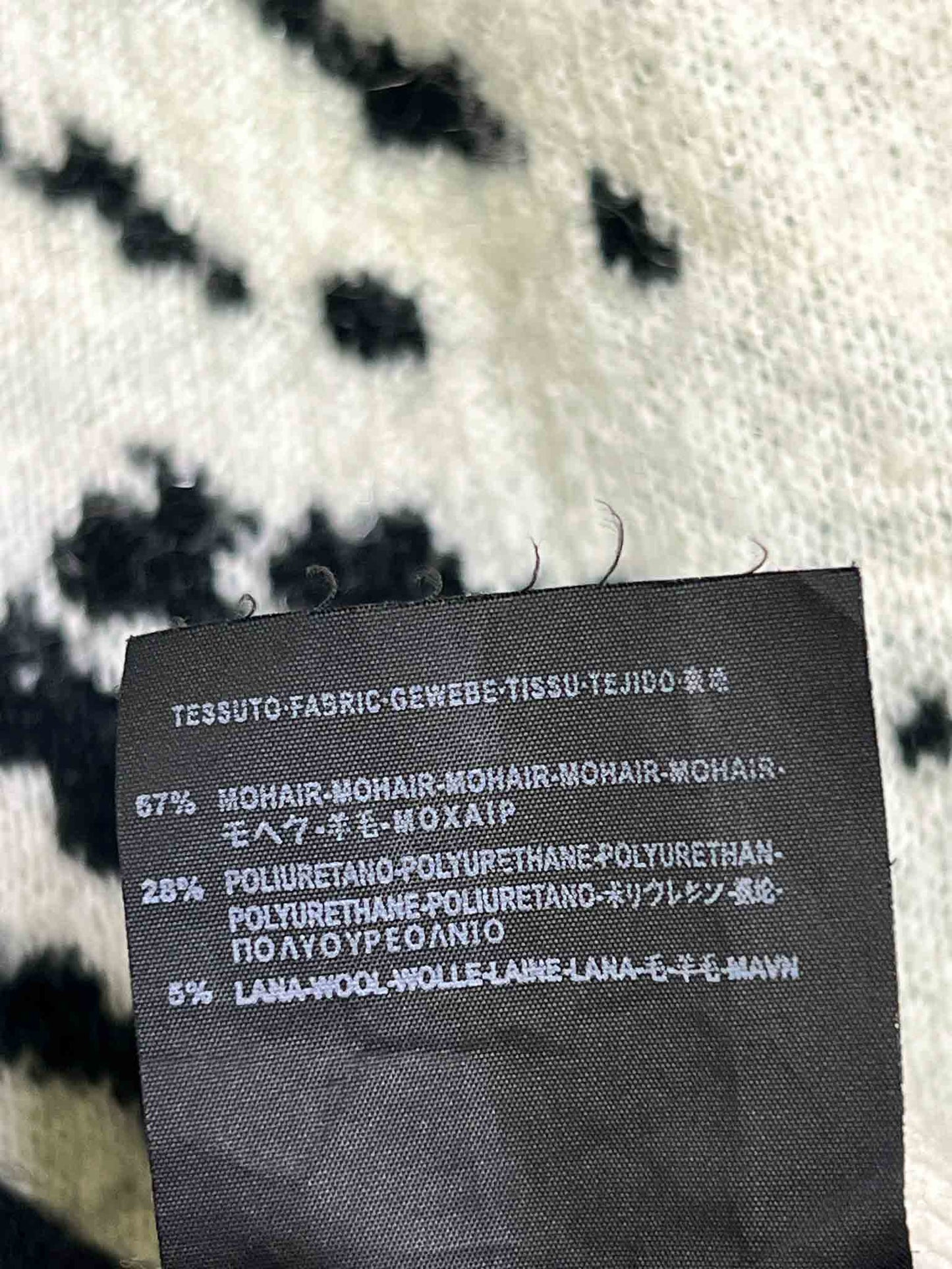 Size L | Saint Laurent Zebra Print Mohair Blend Knit Cardi