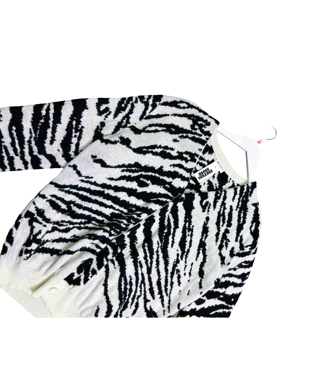 Size L | Saint Laurent Zebra Print Mohair Blend Knit Cardi