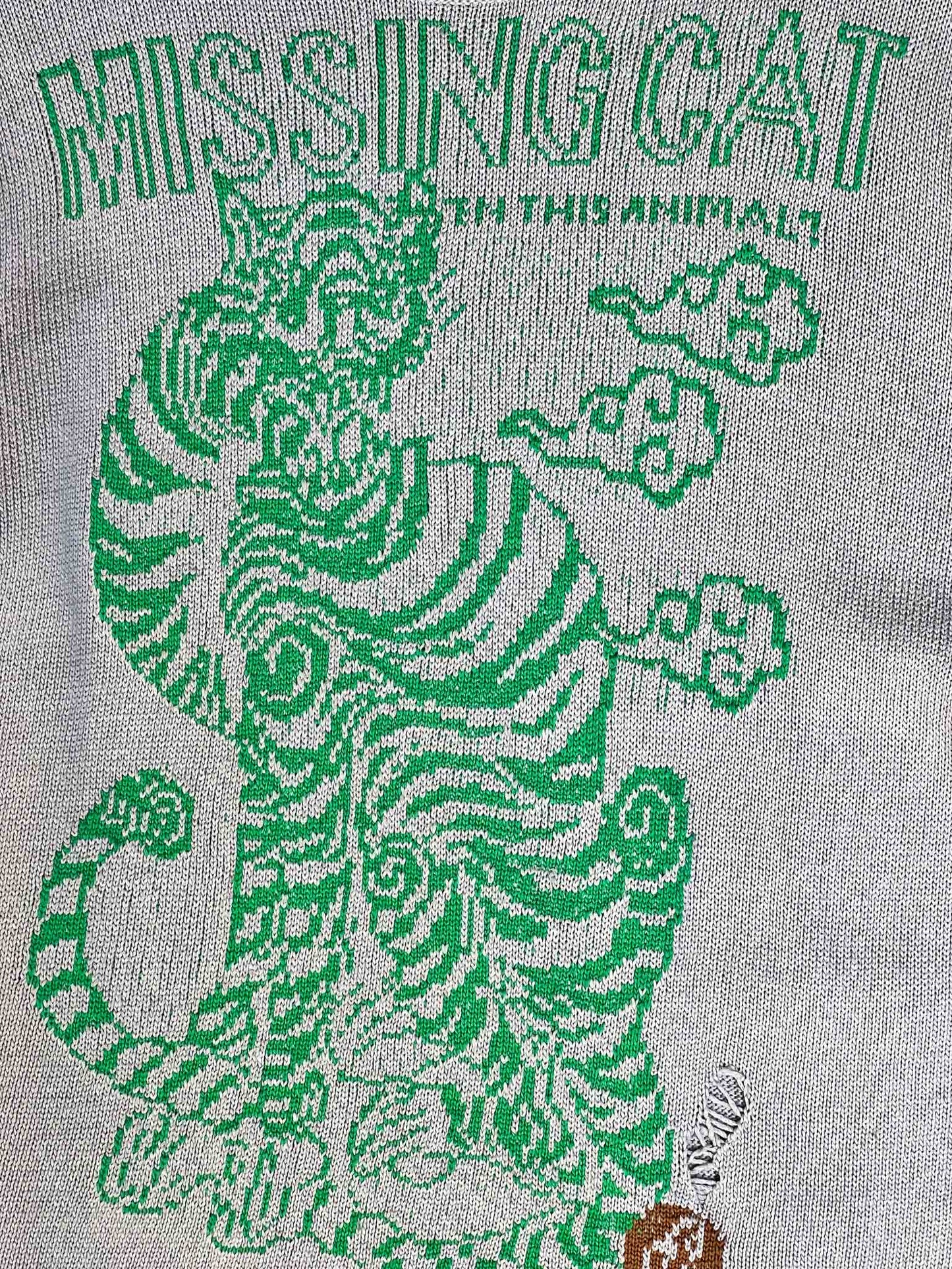 Size XS | JNBY Oversized Distressed Front Animal Jacquard Pullover