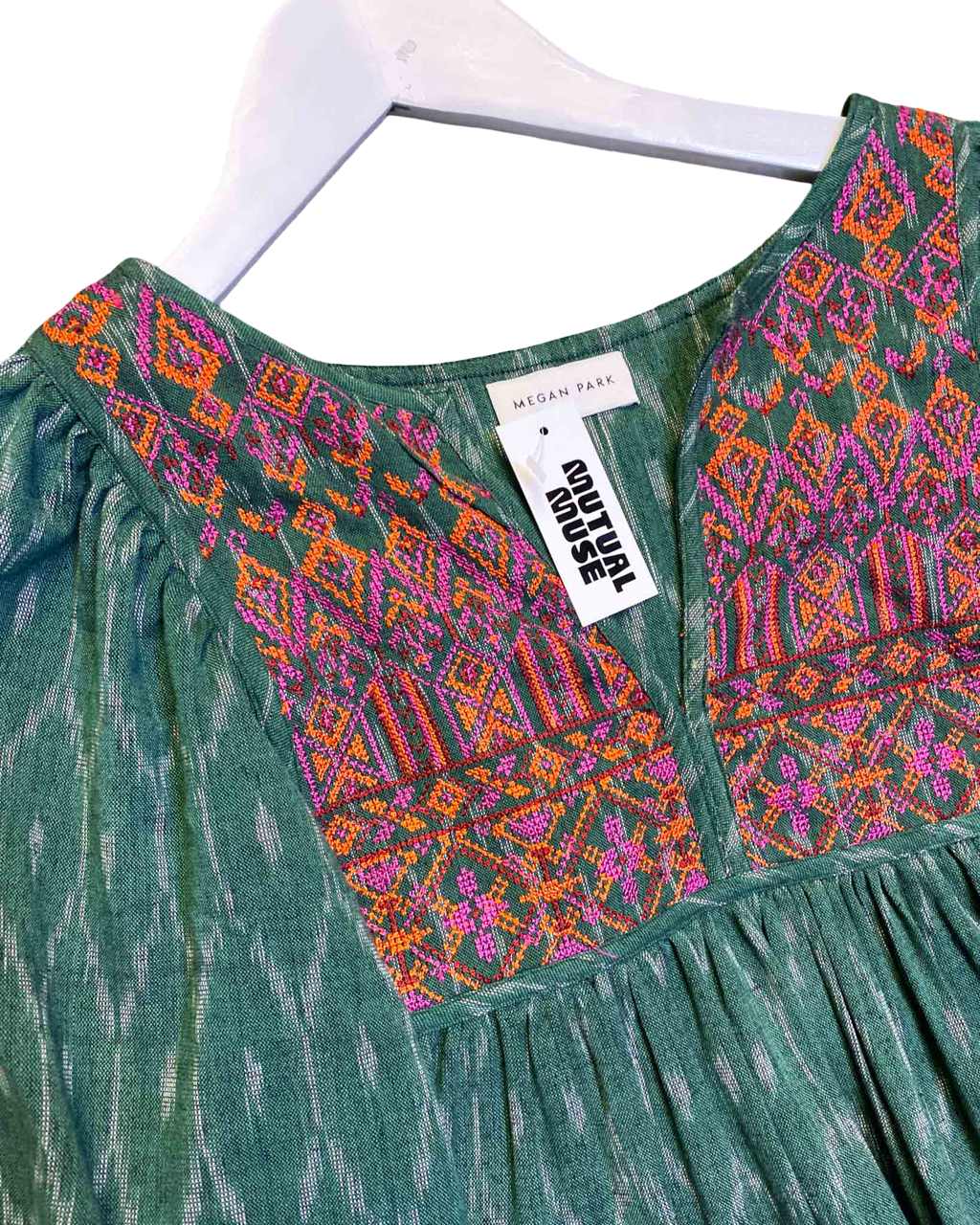 Size XS | Megan Park Cross Stitch Cotton Midi Dress