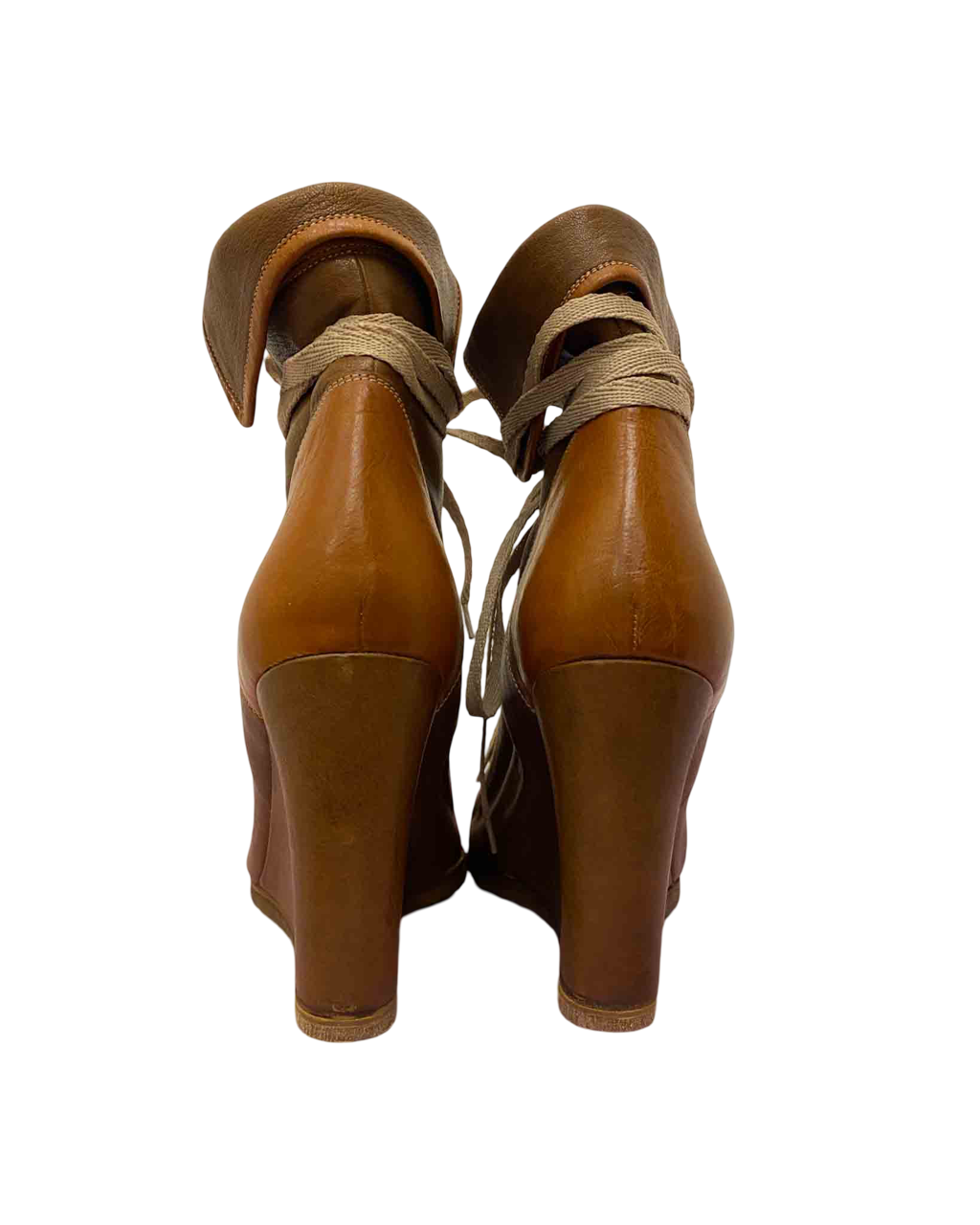 Size 37.5 | Chloé Leather Lace-Up Wedges