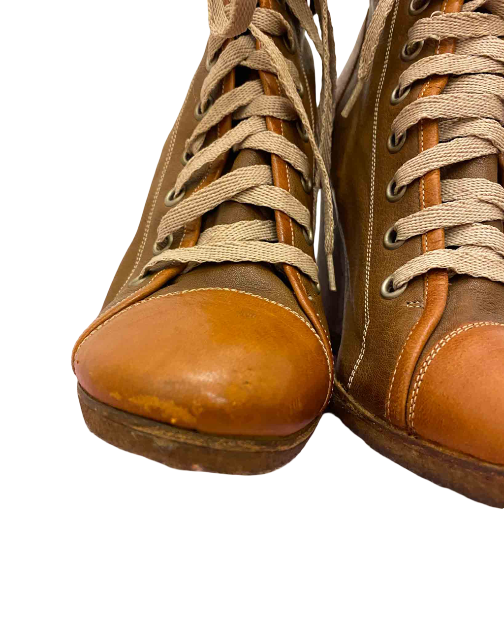 Size 37.5 | Chloé Leather Lace-Up Wedges