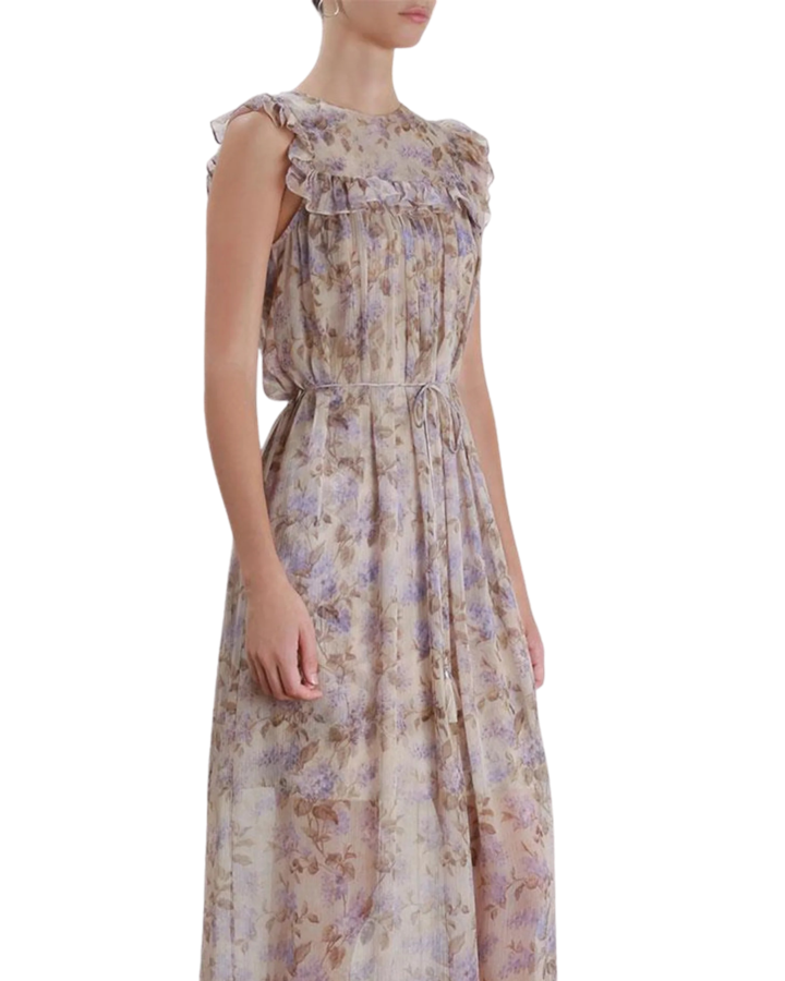 Size 1 (8) | Zimmerman Stranded Bib Floral Midi Dress