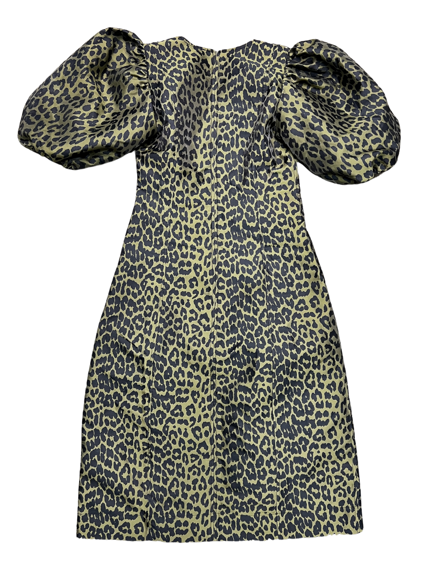 Size 8 - Ganni Leopard Print Crispy Jacquard Midi Dress
