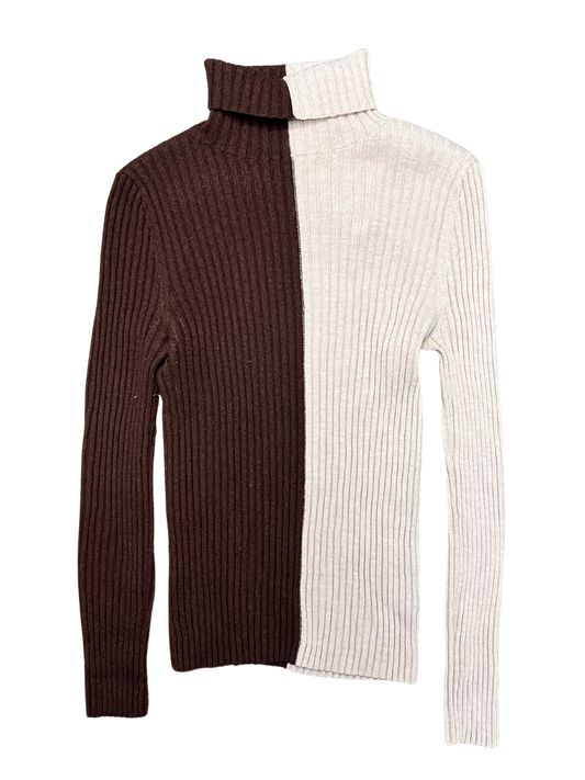 Size 10 - Gorman Two-Toned Brown Rib Knit Top