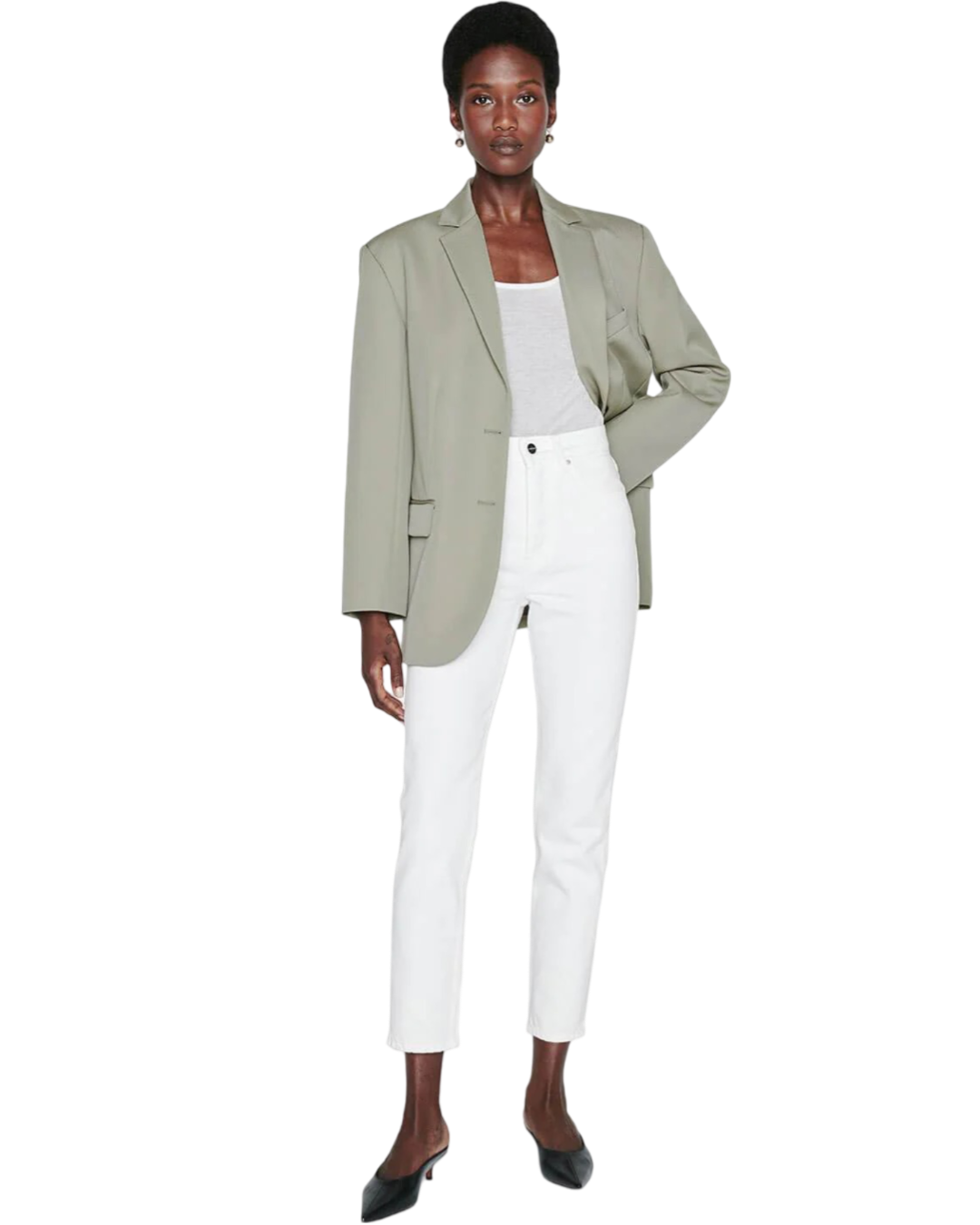 Size 31 | Anine Bing Off-White Sonya High Rise Ankle Slim Jeans