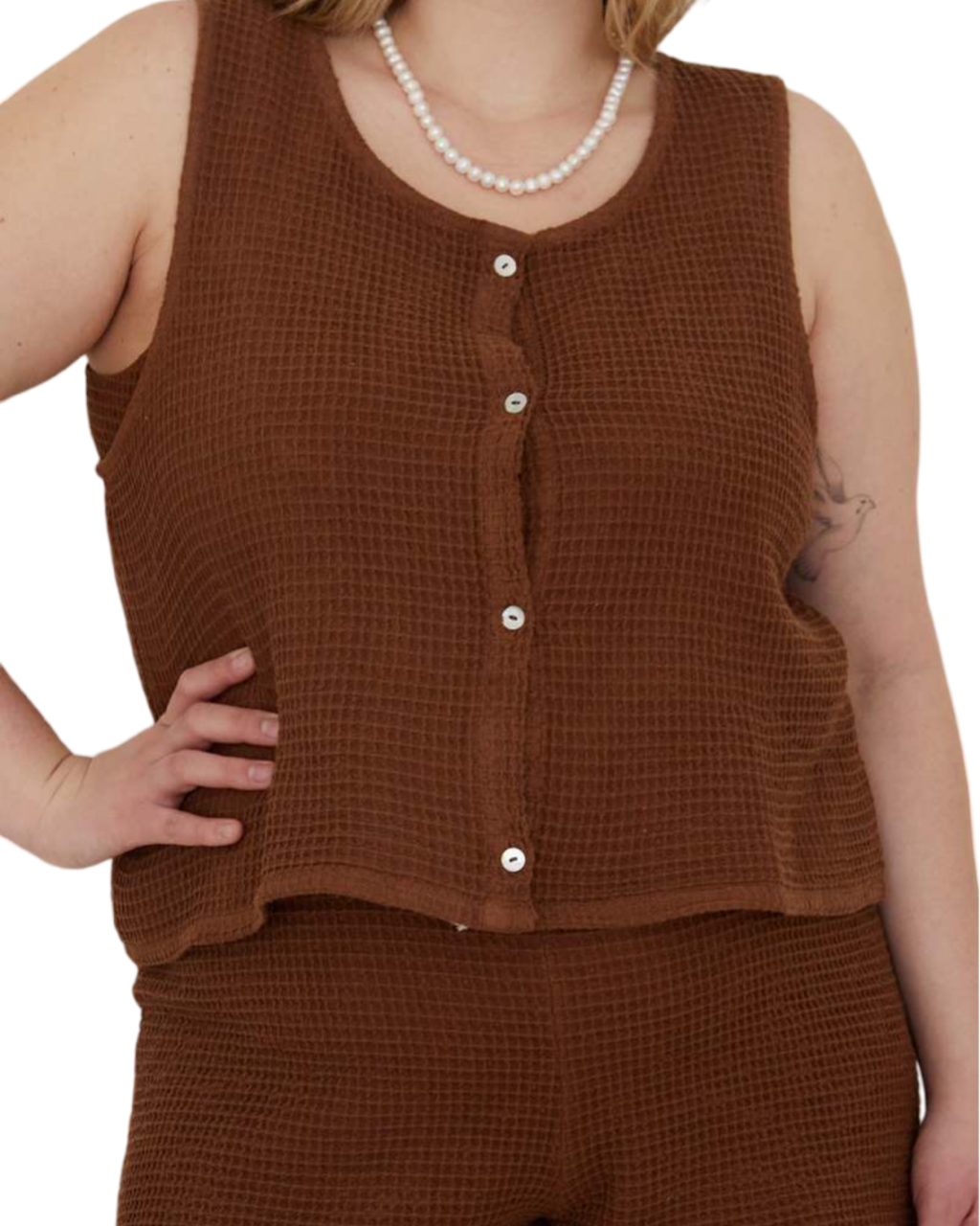 Size S | Donni Cotton Waffle Knit Top