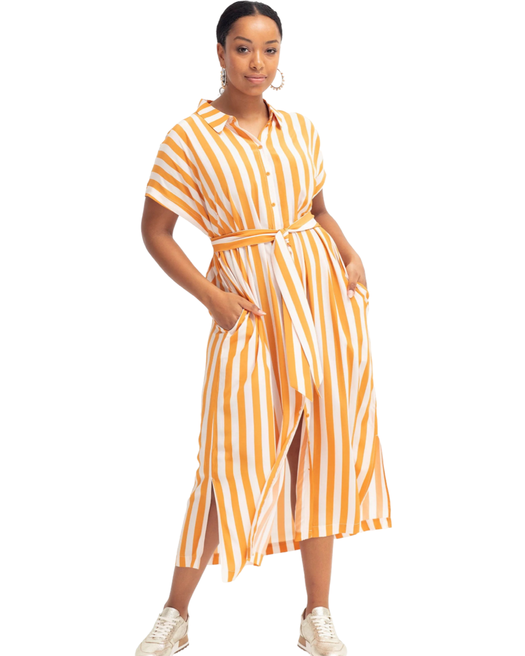Size 10 | Elk Striped Midi Shirt Dress