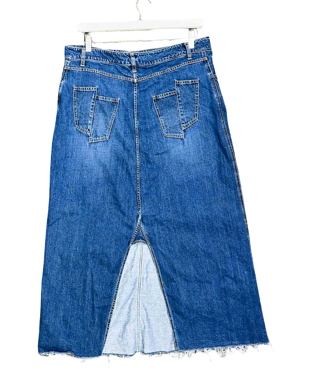 Size 14 | Bassike Frayed Hem Denim Maxi Skirt