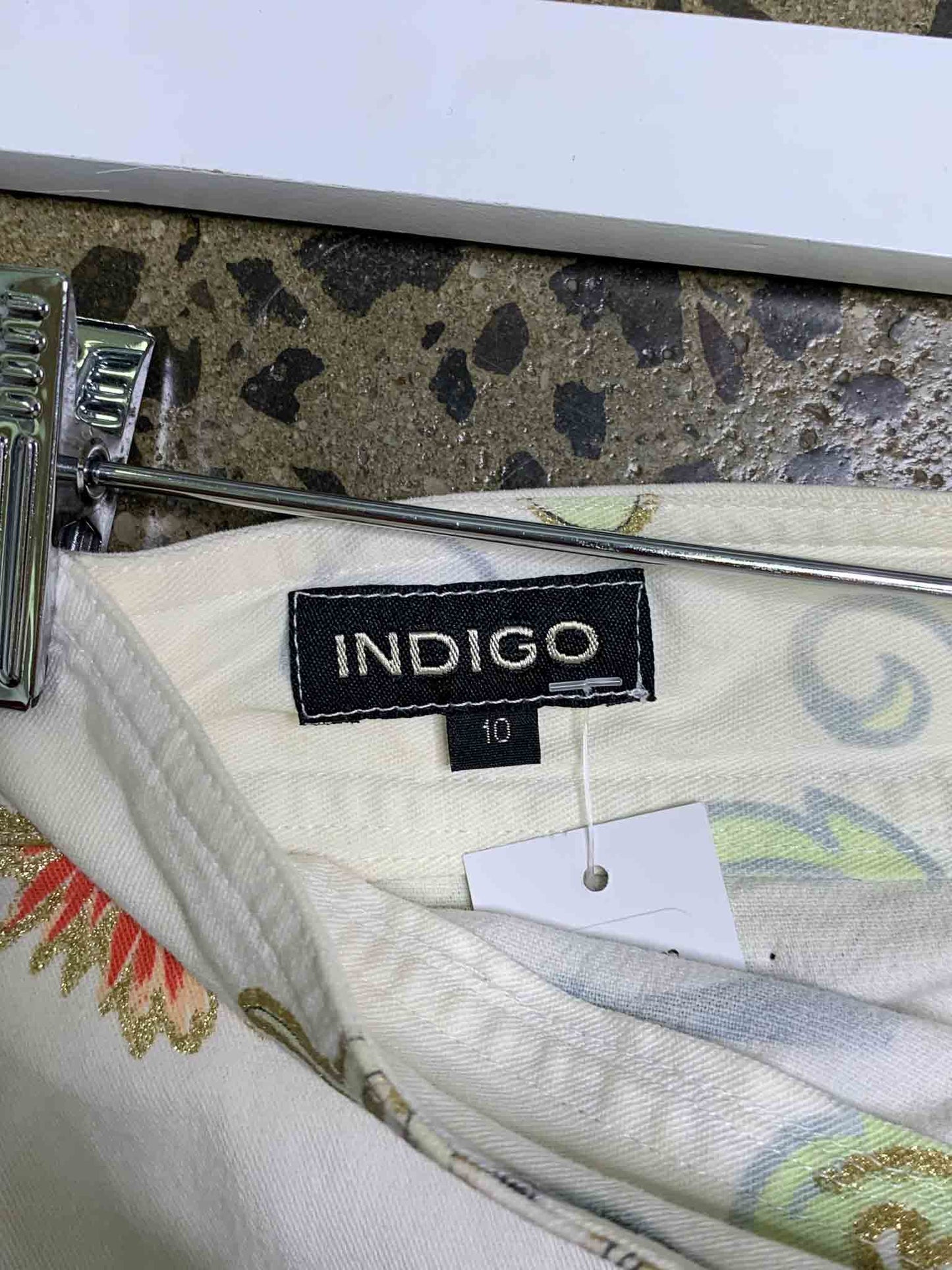 Size 10 | Indigo Floral Print Midi Skirt