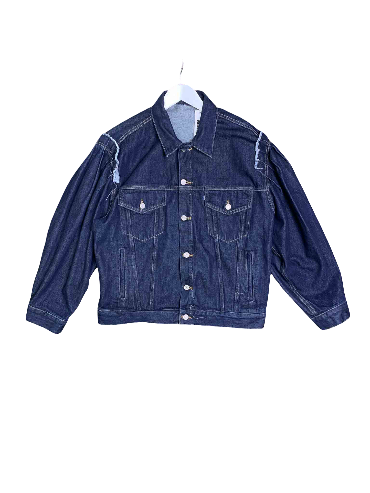Size M | Levis Distressed Puff Sleeve Denim Jacket