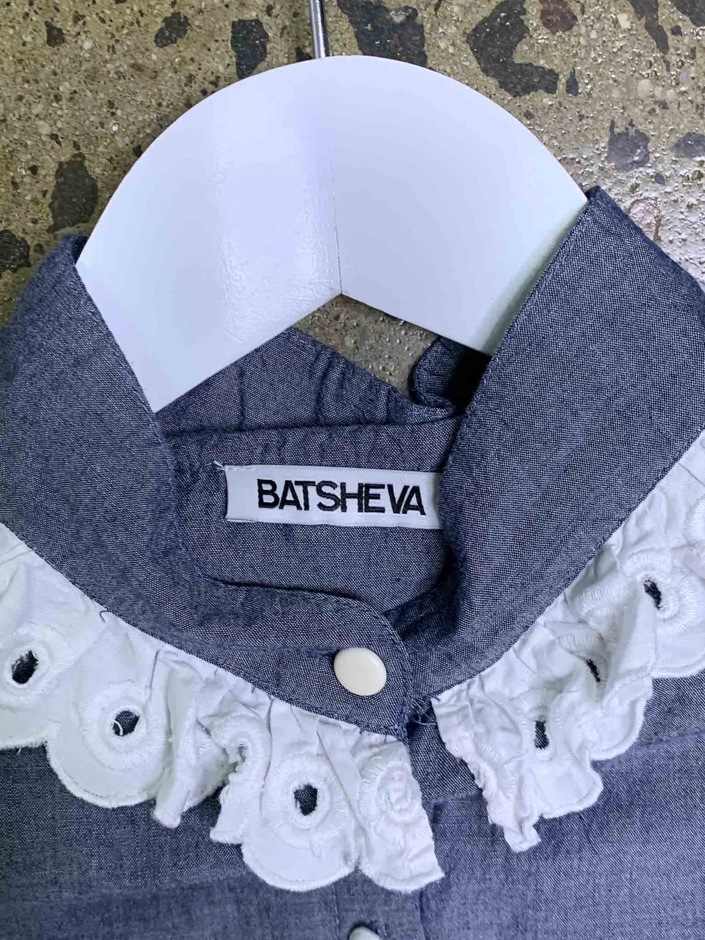 Size 12 | Batsheva Micro Peplum Broderie Collar Shirt