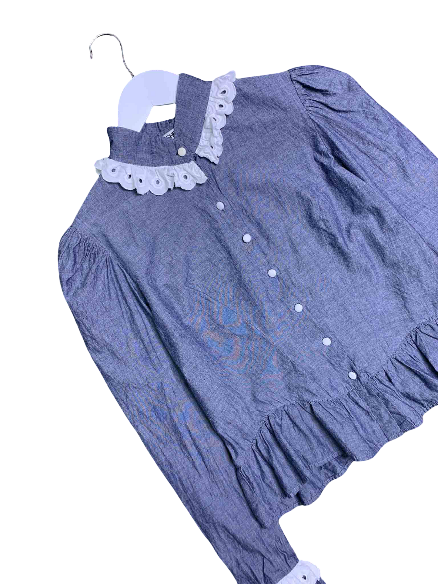 Size 12 | Batsheva Micro Peplum Broderie Collar Shirt