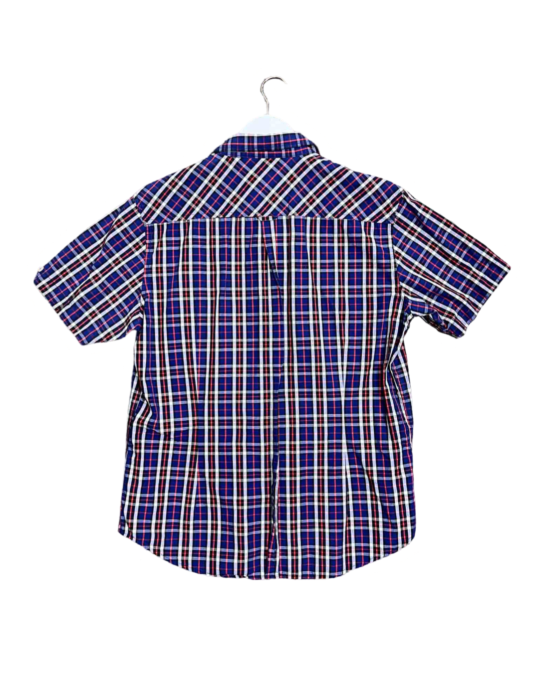 Size L | Fred Perry Blue Check Short Sleeve Cotton Shirt