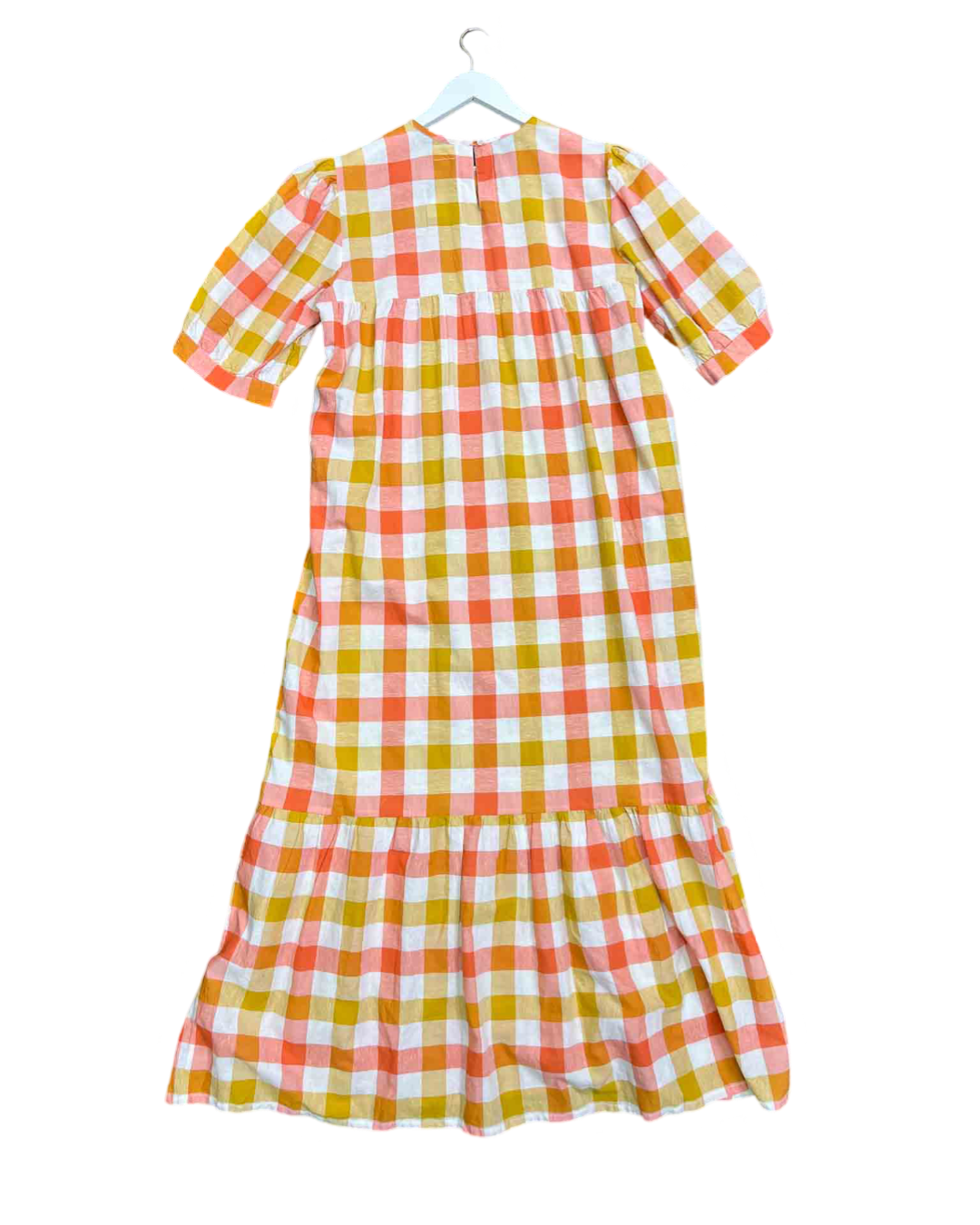 Size L | Little Tienda Orange Check Cotton Maxi Dress