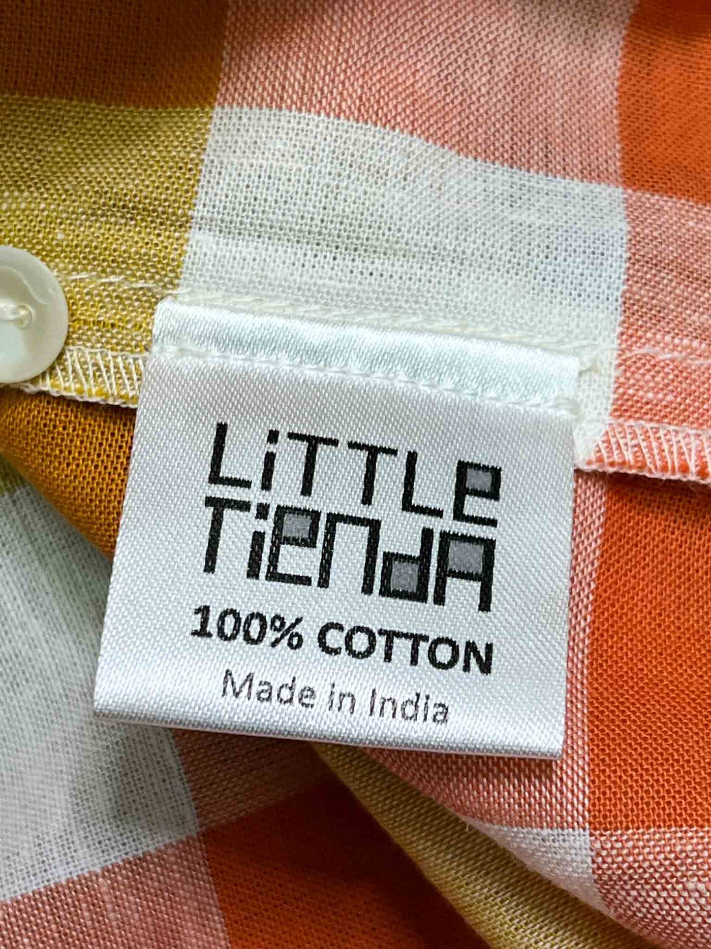 Size L | Little Tienda Orange Check Cotton Maxi Dress