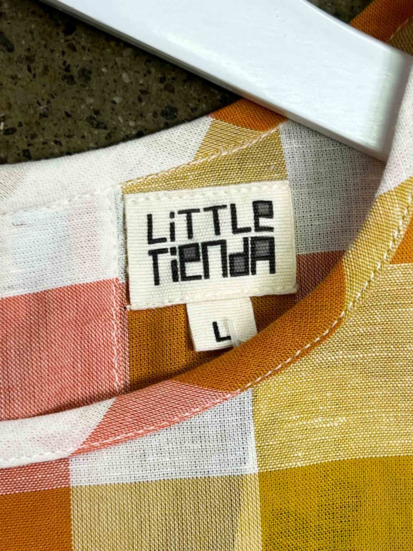 Size L | Little Tienda Orange Check Cotton Maxi Dress