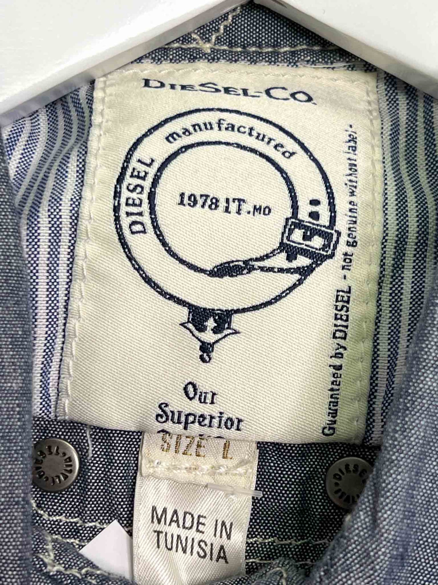 Size L | Diesel-Co Grey Cotton Long Sleeve Shirt
