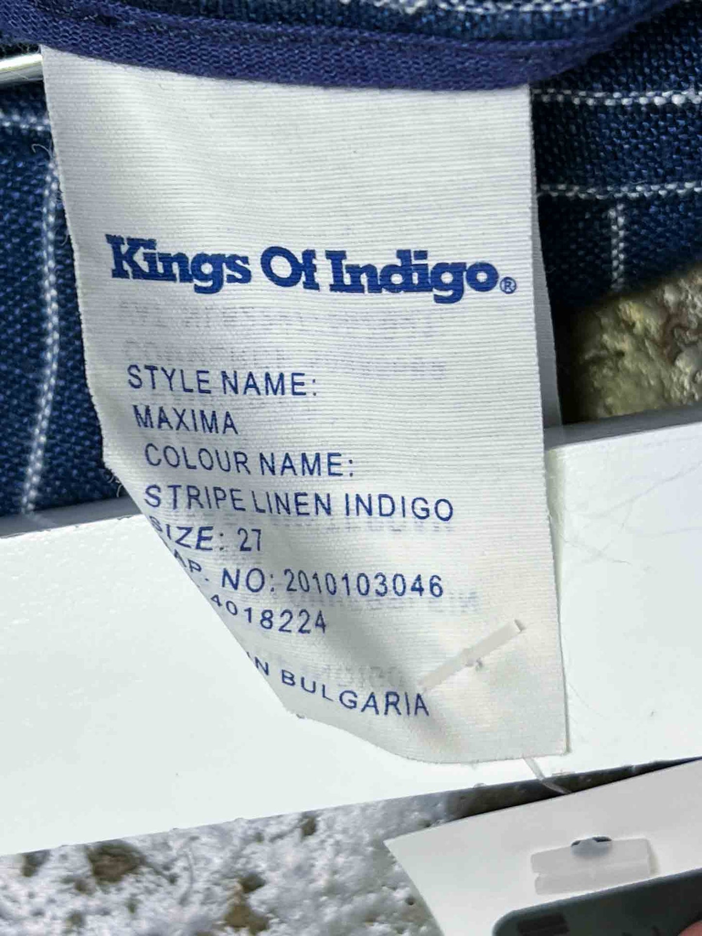 Size 27 | Kings of Indigo Blue and White Stripe Linen Maxima Pants