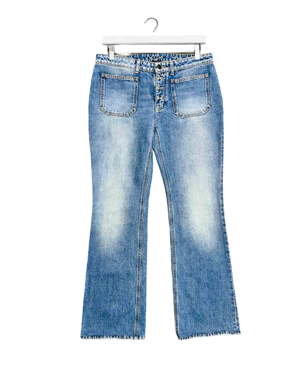 Size 30 | Saint Laurent Paris Light Wash Button Fly Boot Cut Jeans