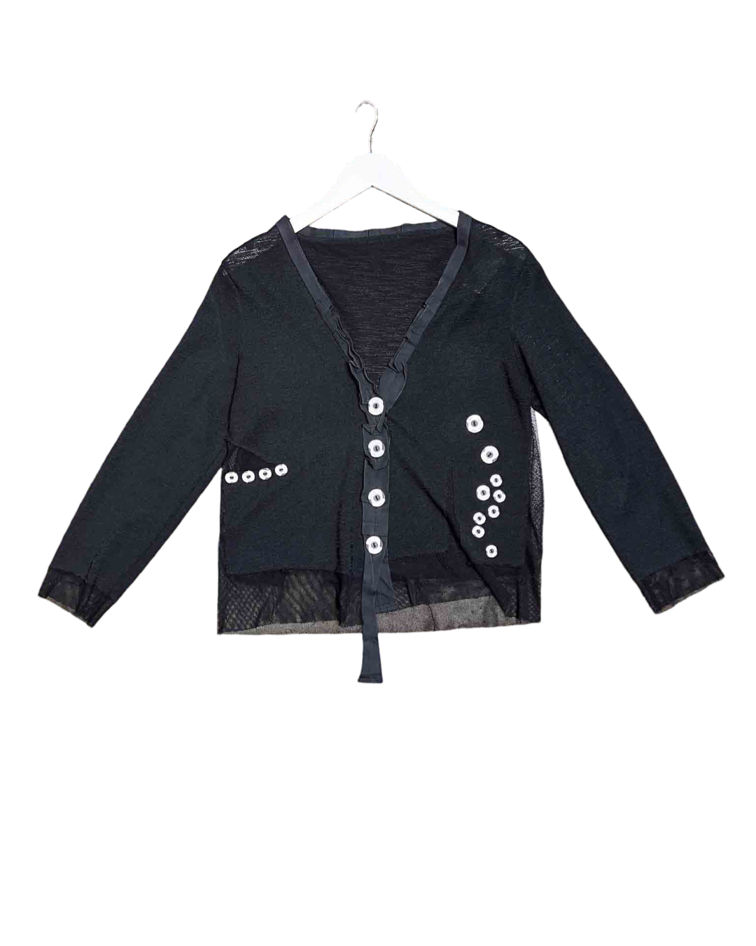 Size M/L | Vintage Y2K Mesh Button Appliqué Cardigan