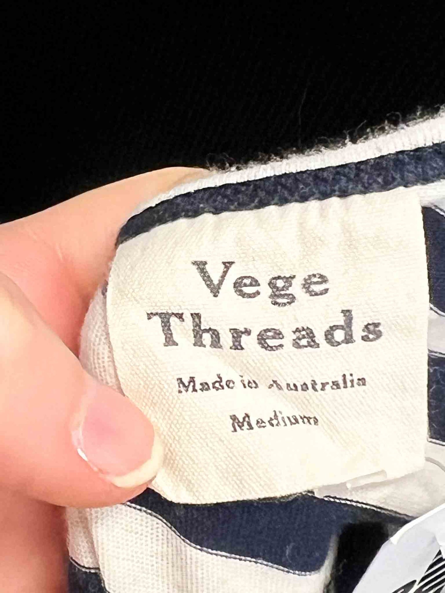 Size M | Vege Threads Striped Midi Dress