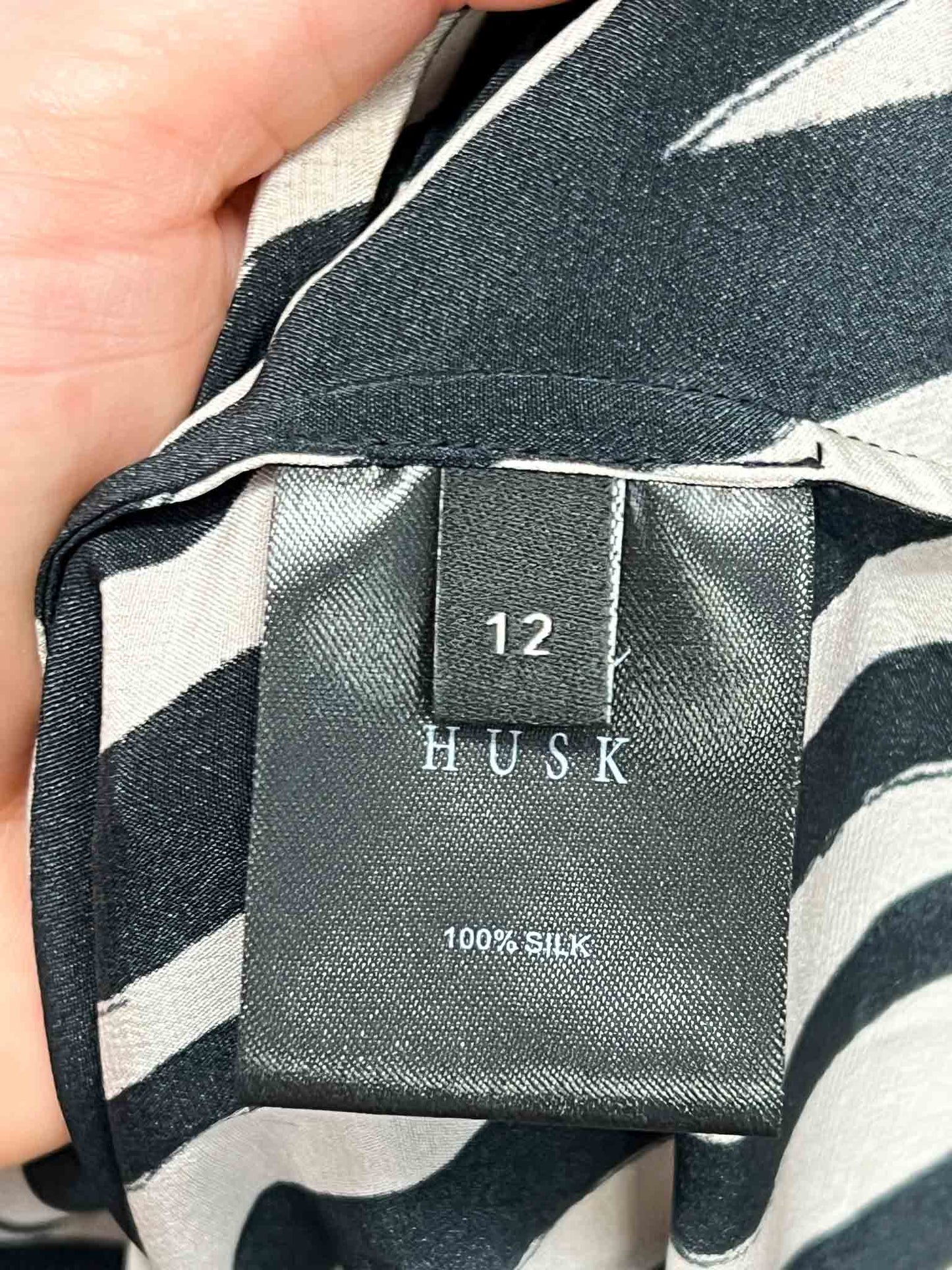 Size 12 | Husk Silk Zebra Print Top