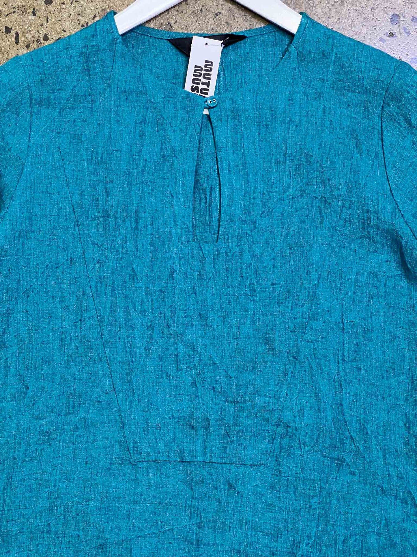 Size XS | Eva's Sunday Turqoise Linen Tunic Top