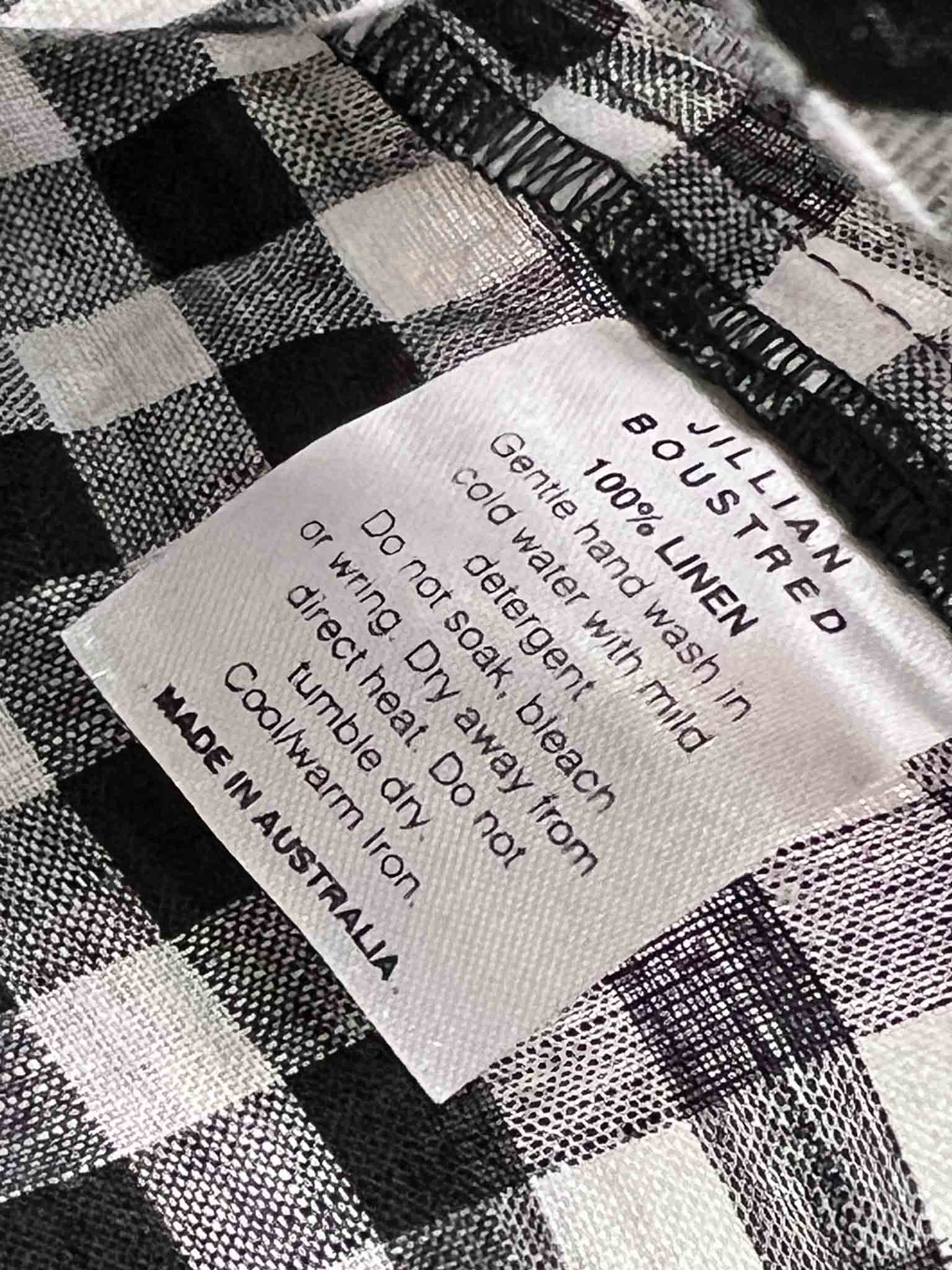 Size XS | Jillian Boustred Black and White Gingham Linen Top