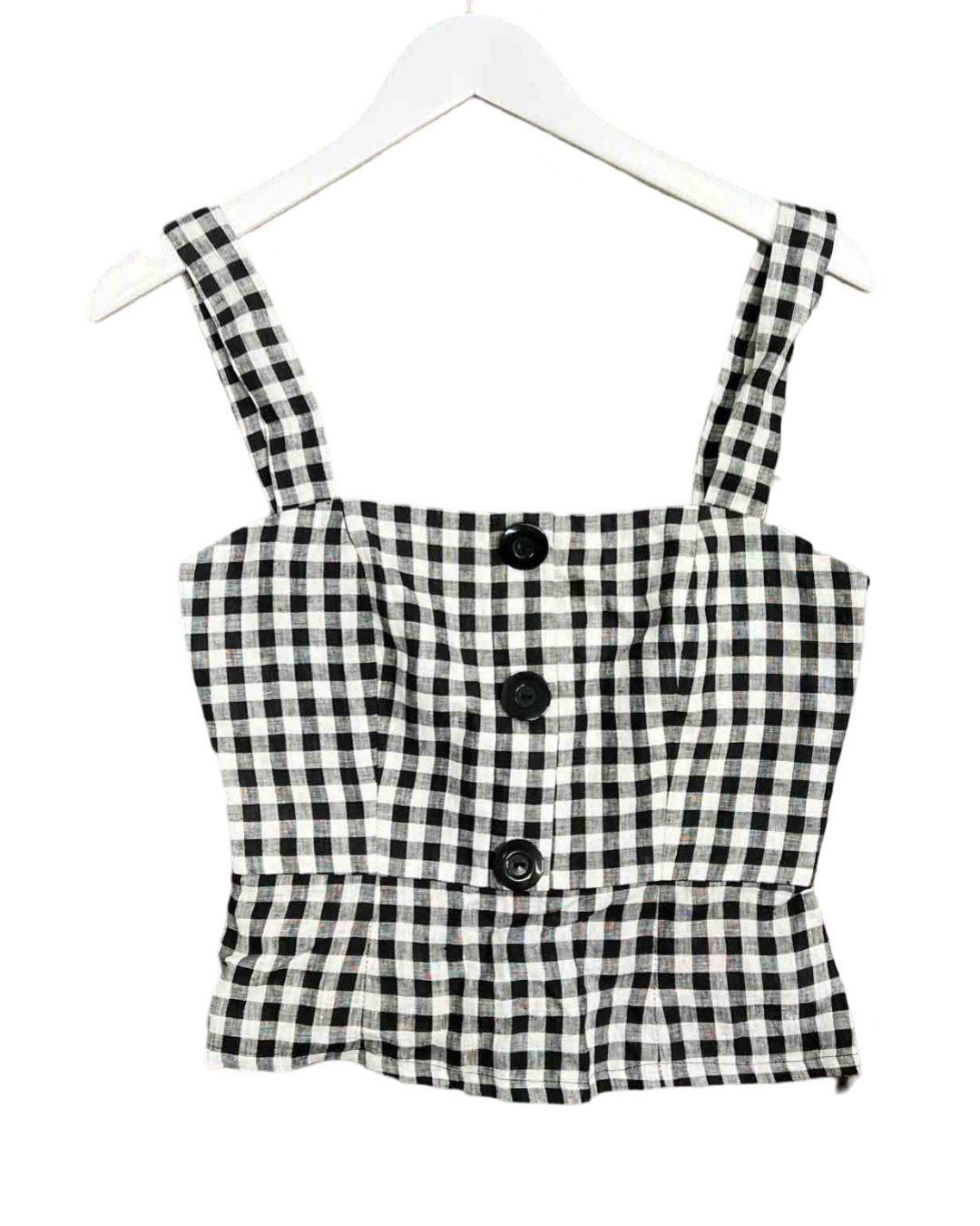 Size XS | Jillian Boustred Black and White Gingham Linen Top