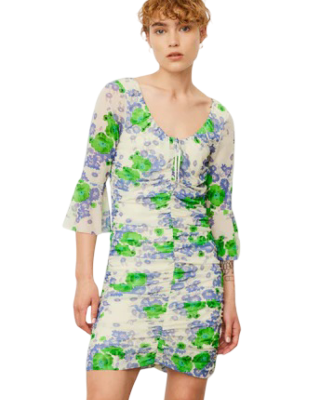 Size 34 (6) | Ganni Mesh Ruched Mini Dress With Tags