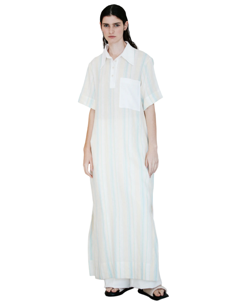 Size S (0) | Lee Mathews Striped Linen Maxi Dress