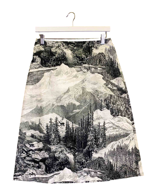 Size 12 | Milk & Thistle Landscape Print Midi Skirt