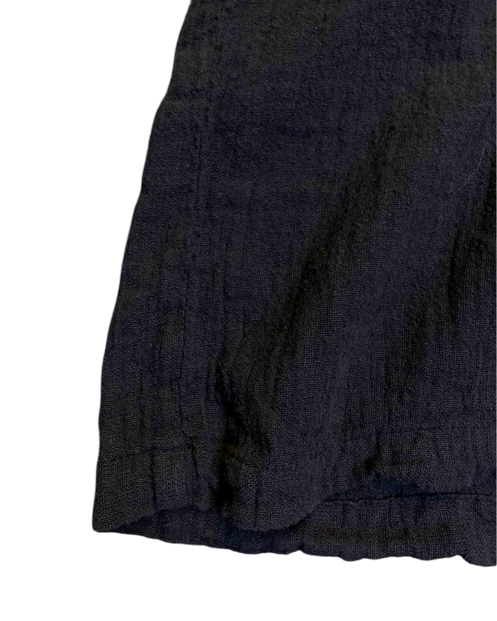Size S | Black Crane Cotton Linen Gauze Top