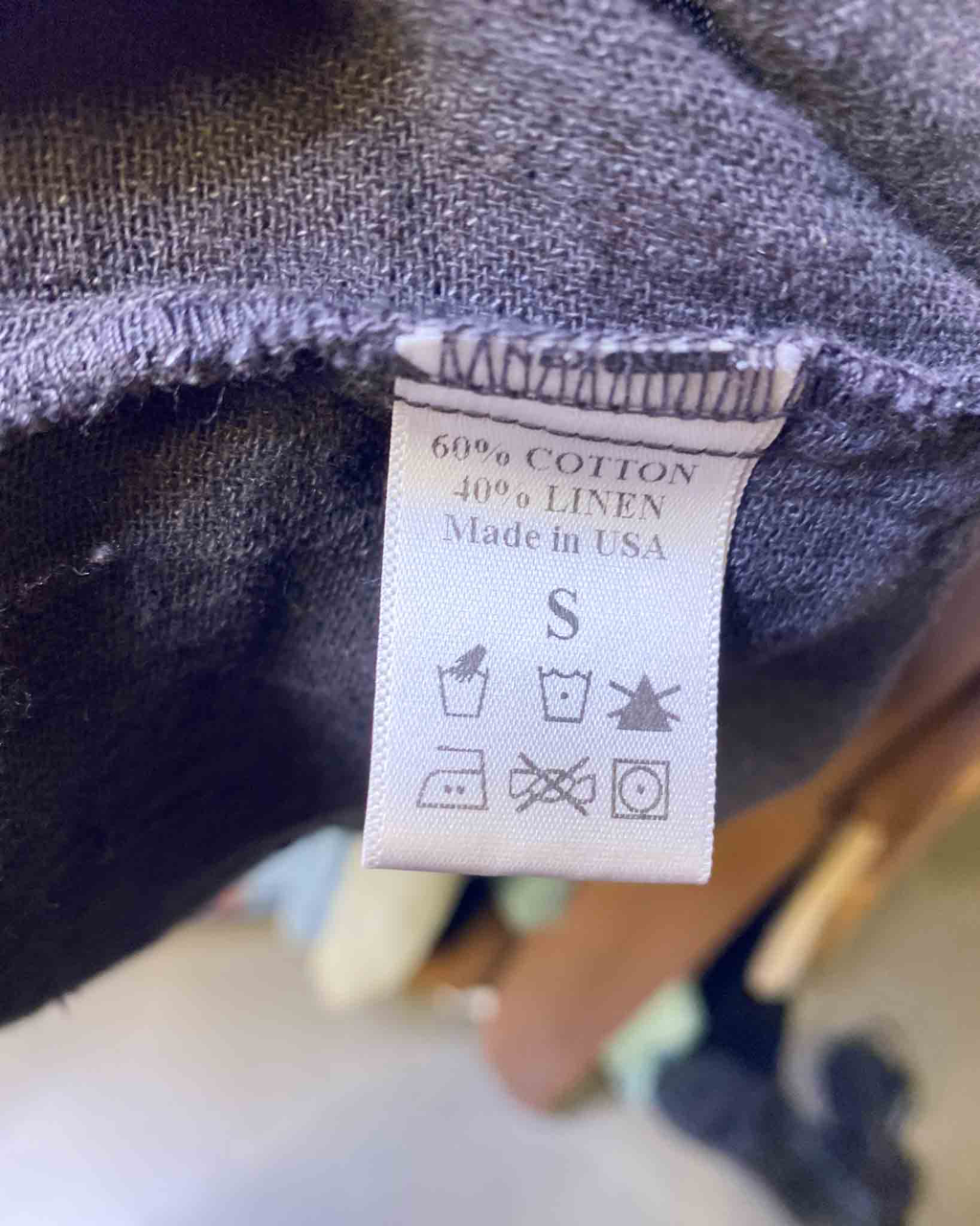 Size S | Black Crane Cotton Linen Gauze Top